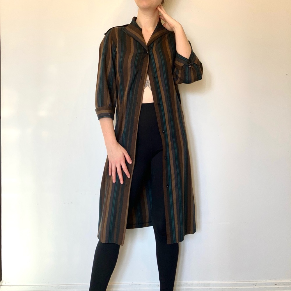 Vintage Striped Button Down Shirt Dress